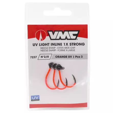 VMC 7237 UV Orange Light Inline #1 7pcs - Heittokalastus koukut - 3359220283074 - 2
