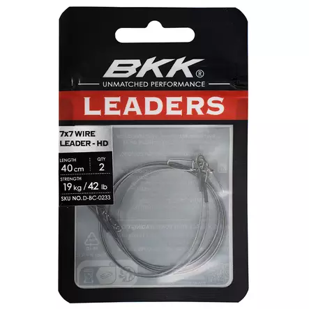BKK 7x7 Wire Leader HD 40cm/26kg 2pcs Pike Snap - Heittokalastus perukkeet - 6941780957839 - 1